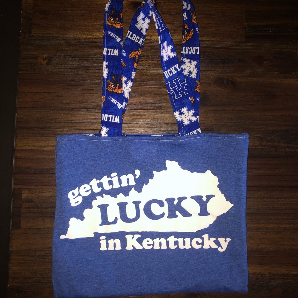Handmade Upcycled Gettin Lucky In Kentucky Tshirt Bag
